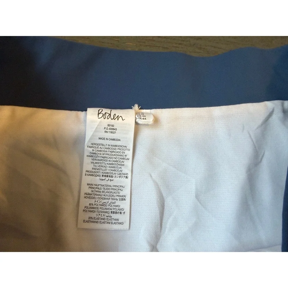 Boden Colorblock High Waisted Bikini Bottoms Blue Black Cream US 12 S0192